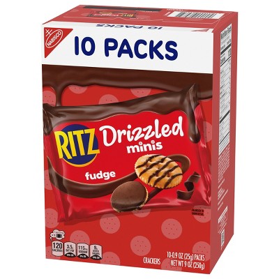 RITZ Drizzled Minis Fudge Crackers Snack Pack Lunch Snacks - 9oz/10ct