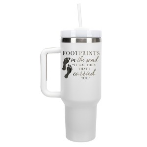 Elanze Designs Footprints In The Sand Walk With Faith 40 oz. Stainless Steel, Large Water Bottle Coffee Mug, Spill & Leak Resistant, Thermal Travel - 1 of 1