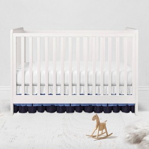 Bacati - 3 Layer Ruffled Crib/Toddler Bed Skirt - White/Blue/Navy - 1 of 4