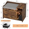 Litter Box Enclosure, Wooden Metal Frame Hidden Litter Box Cabinet with Storage, Top Opening and Cushion, Cat House - 2 of 4