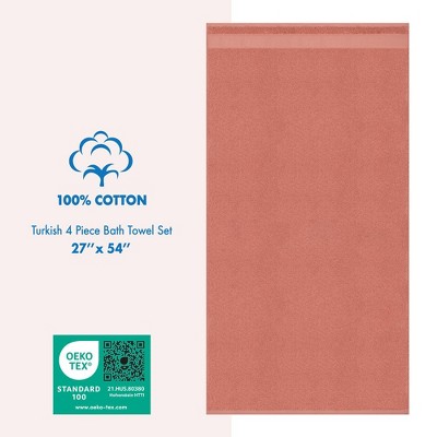 Terracotta Turkish Cotton 4-Piece Heavyweight Bath Towel Set
