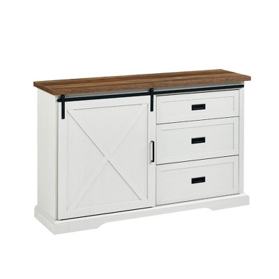 Orson Transitional Sliding X Barn Door Sideboard with 3 Drawers - Saracina Home