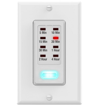 Fosmon [UL Listed] Multifunctional In-Wall 8-Preset Countdown Timer Switch for Fans and Lights - White