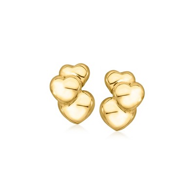 Ross-Simons Italian 14kt Yellow Gold Triple-Heart Earrings