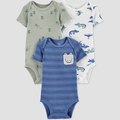 Baby Boys' 3pk Gator Bodysuit - Just One You® made by carter's White/Blue