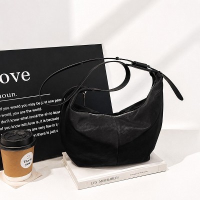 Сумки Alilang Soft Faux Leather Crescent Shoulder Bag Adjustable Strap Slouchy Everyday Crossbody Purse, Classic Black — фото 4