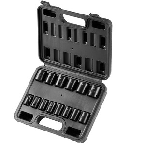 VEVOR 3/8" Drive Impact Socket Set, 14 Piece Shallow Socket Set Metric 7-20mm, 6 Point Cr-Mo Alloy Steel for Auto Repair, Easy-to-Read Size Markings - 1 of 4