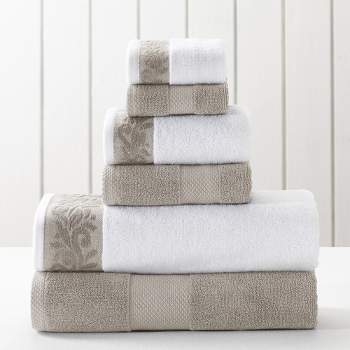 Modern Threads 6-Piece Towel Set With Filgree Jacquard Border.