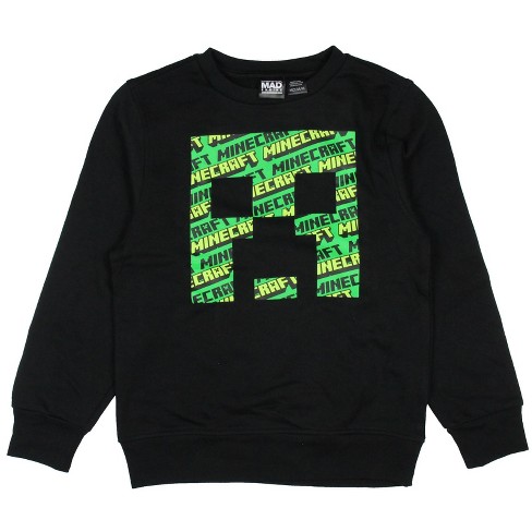 Minecraft Big Boys Creeper Face Kids Graphic Pullover Sweatshirt xs Black Target