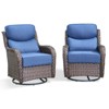 POCASSY Outdoor Swivel Rocker Patio Swivel Chairs Set, 6" Thick Cushions All Weather Wicker Swivel Glider Chairs with High Back for Porch - 3 of 4