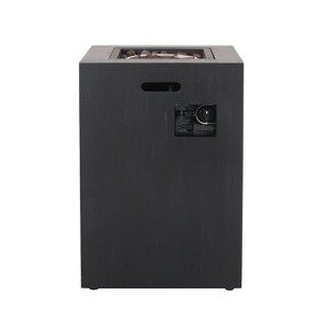 Gulches 19.5" 30,000 BTU Propane Fire Column, Tank-in-Design Outdoor Fire Pit with Brushed Black Powder-Coated Iron Frame, Lava Rocks Included - 1 of 4