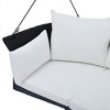 51.9" Outdoor 2-Person Rattan Wicker Hanging Swing Chair with Ropes and Cushions, All-weather Design - 4 of 4