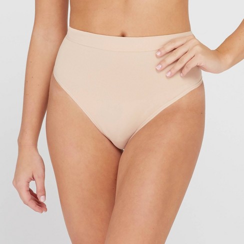 ASSETS by SPANX Women's All Around Smoothers Thong - Beige L