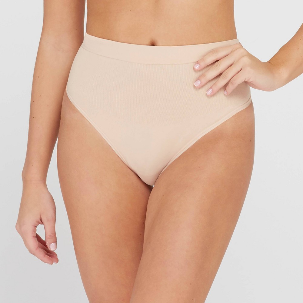 Assets by Spanx Women's All Around Smoothers Thong - Nude L