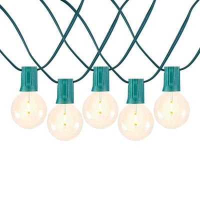 100 Feet Warm White LED Globe Outdoor Patio String Lights with Green Wire