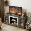 58" Modern TV Stand with 2-Door Storage, Faux Stone Media Console Cabinet, Large Entertainment Center - 2 of 4