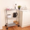 Vynxaria Chrome 3-Tier Utility Storage Shelves with Wheels, 23" W x 13" D x 30" H - 2 of 4
