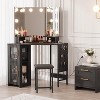 Modern Corner Vanity Desk & Stool Set –With LED Lighted Mirror, Built-In Charging Station & Cabinet for Bedroom - 2 of 4