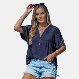 Women's Breezy Beach Vibes Button-Down Polka Dot Top - Cupshe - 1 of 4