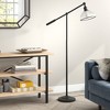 Hudson and Canal 58" Tall Floor Lamp with Ribbed Glass Shade Blackened Bronze/Clear: Metal Body, Push Button Foot Switch - 3 of 4