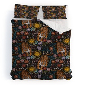 Deny Designs Marta Barragan Camarasa Sunlit Tiger Haven Duvet Cover Bedding Set Black - 1 of 4