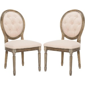 Holloway Tufted Oval Side Chair (Set of 2) - Beige/Rustic Oak - Safavieh - 1 of 4