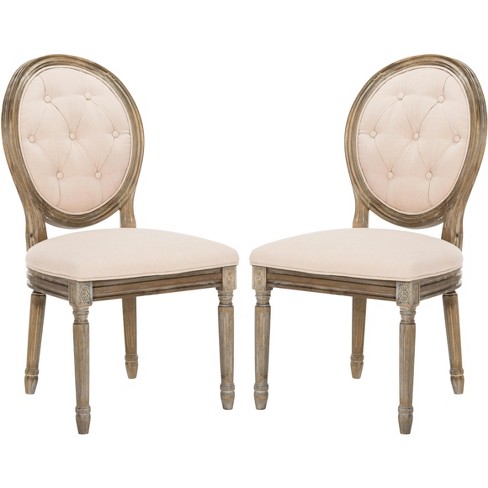 Holloway Tufted Oval Side Chair (Set of 2) - Beige/Rustic Oak - Safavieh - image 1 of 4