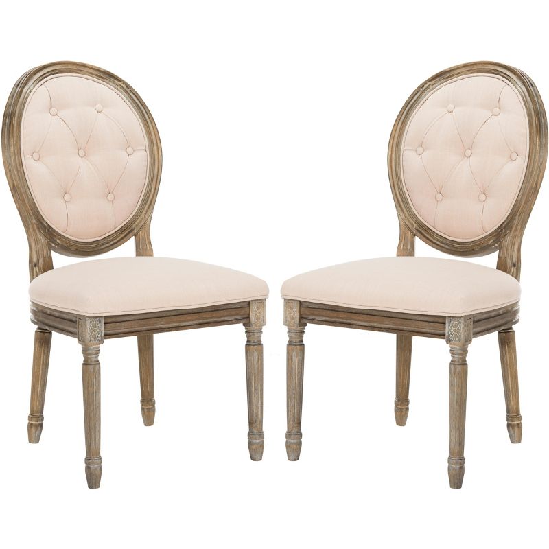 Holloway Tufted Oval Side Chair (Set of 2) - Beige/Rustic Oak - Safavieh., 1 of 10