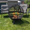Pure Garden 30" Wood Burning Flaming Ball Round Outdoor Fire Pit With Pivot Spark Screen Brown - 3 of 4
