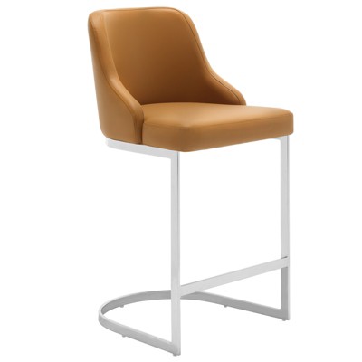 Bekrvio Bar Stools, 26” Counter Height with Back - Upholstered PU Leather/Velvet  Steel U-Shaped Base for Kitchen Counter Island