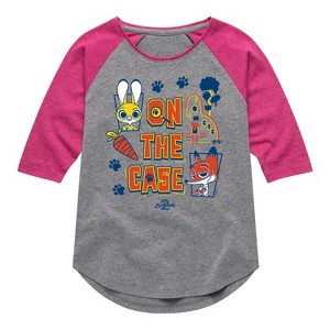 Girls' - Zootopia 2 - Judy And Nick On The Case Shirt Tail Raglan Graphic T-shirt - 1 of 3