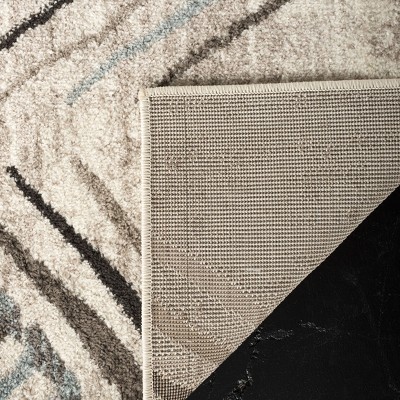Geometric Diamonds Hand-Knotted Area Rug in Cream & Charcoal - 5'1" x 7'6"