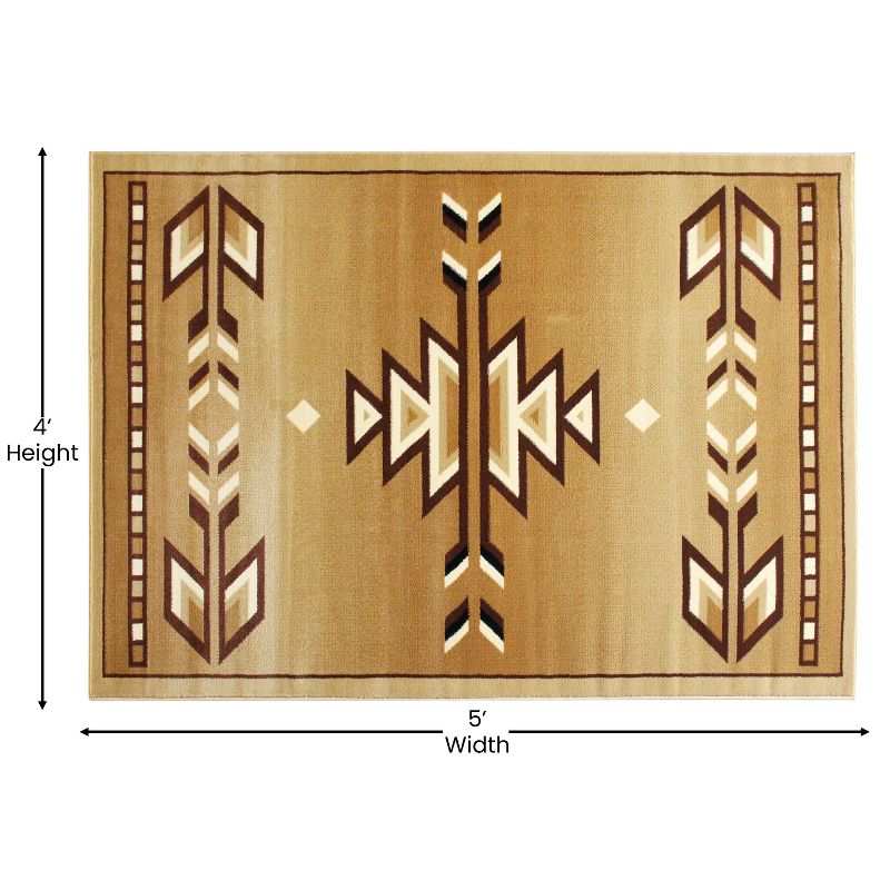 Emma and Oliver Olefin Accent Rug with Southwestern Geometric Arrow Design and Natural Jute Backing, 4 of 6