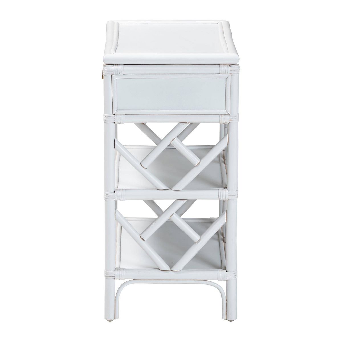 bali & pari Daina Natural Rattan Nightstand with Drawer and Open Shelves White - thumbnail 4