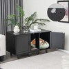 Tangkula Cat Litter Box Enclosure TV Stand Cabinet Hidden Cat House Washroom W/ 2 Doors - 2 of 4