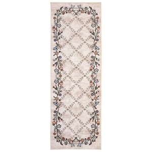 Washable Modern Floral Rug Non Slip Low Pile Rug Soft Contemporary Throw Floor Cover Foldable Indoor Carpet for Living Room Bedroom Playroom Nursery - 1 of 4