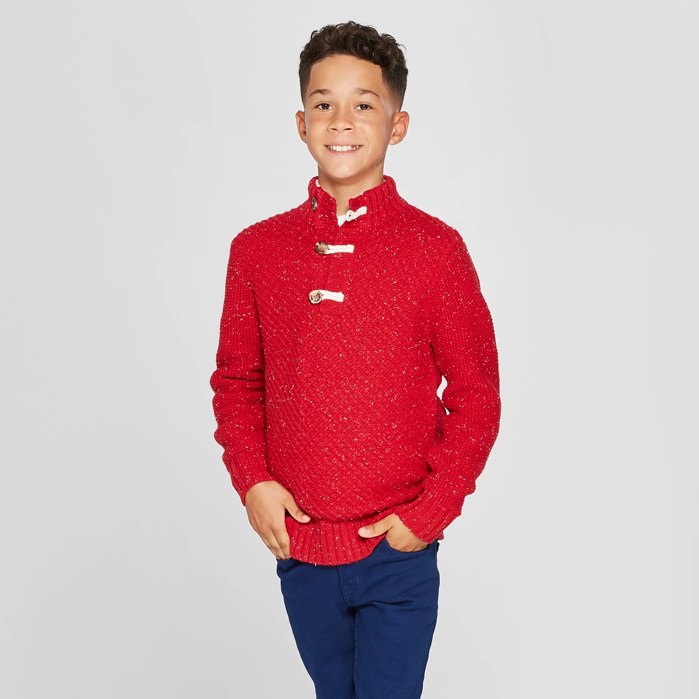 Boys' Long Sleeve Pullover Sweater - Cat & Jackâ¢ Red - image 1 of 3