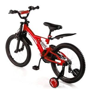 HONGGE Kids Bike 16 Inch 18 Inch for Boys and Girls with Training Wheels Adjustable Seat Hand Brake Coaster Brake Dual Suspension All Terrain Tires - 1 of 4