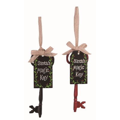 Transpac Metal Santa Key Set of 2 Christmas Home Decorations