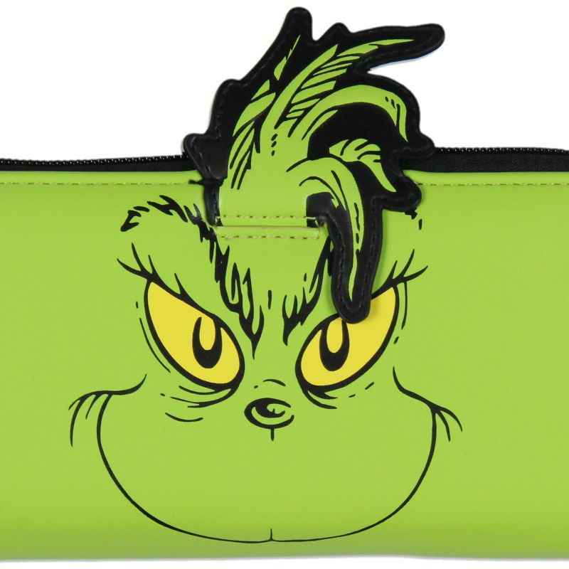 How The Grinch Stole Christmas 3D Character Faux Leather Zip Closure Wallet Green, 4 of 5