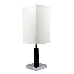 Boersma 26" H Table Lamp, Brown Square Wooden Base with Fabric Shade, Modern Bedside Nightstand Lamp for Bedroom, Living Room, or Office Decor - 1 of 4