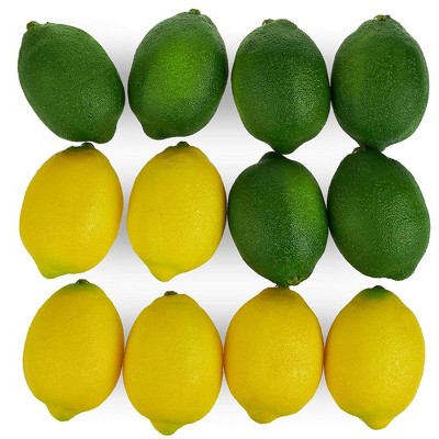 Juvale Set of 12 Large Artificial Lemons and Limes Fake Faux Fruit for Home Kitchen Décor