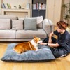 Modern Dog Bed, Soft Faux Fur Fabic Dog Crate Mat with High Density Foam for Large and Medium Dog, Dog Mattress with Anti-Slip Bottom, Gray - 2 of 4