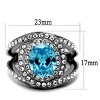Slickblue Women's Polished Stainless Steel Ring with Sea Blue Synthetic Glass, Size 5-10 - 2 of 4