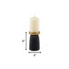 HomeRoots 6" Black And Gold Striped Aluminum Tabletop Pillar Candle Holder - 3 of 4
