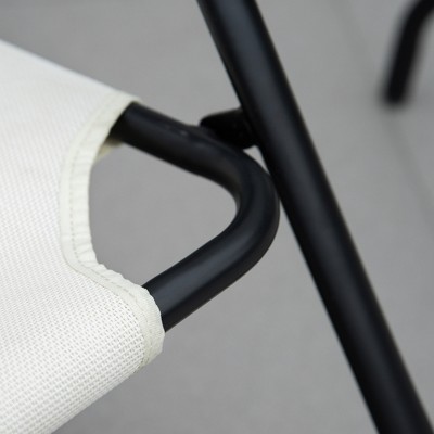 Cream White Steel Frame Outdoor Rocking Chair with Sling Fabric