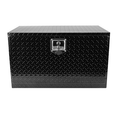 30" Truck Bed Tool Box, Heavy Duty Aluminum Truck Bed Toolbox, Stripes Tread Pattern RV Storage Organizer Tool Box with Lock Keys Waterproof black