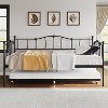 Twin Metal Daybed with Trundle, Strudy Steel Slat Support, Space-Saving Sofa Bed for Living Room, Bedroom, or Guest Room. - 4 of 4