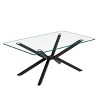 SEVOBAL Dining Tables 39.37" Rectangular Glass Coffee Table with Metal Legs Modern Stylish Design for Living Room, Black, 39.37"*23.62"*16.93" - 3 of 4