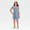 Girls' Short Sleeve Square Neck Ribbed Dress - art class™ - image 3 of 3